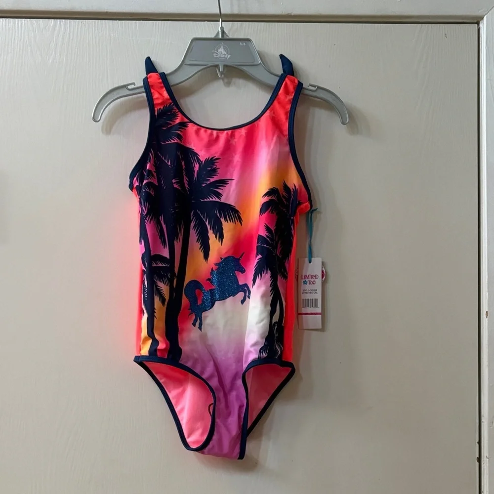 Limited Too Tropical Unicorn Kids Swimsuit - Pink and Purple
